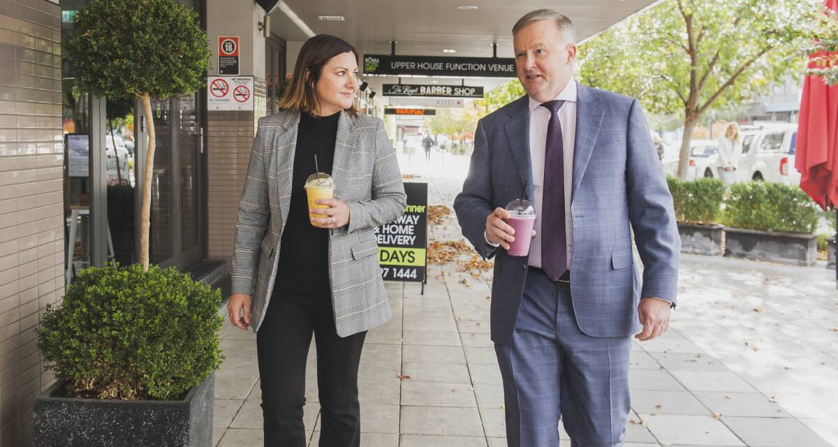 UP FOR GRABS: Labor leader Anthony Albanese publicly endorsed Bega Valley mayor Kristy McBain as his preferred candidate for the upcoming by-election on Friday at Parliament House in Canberra. Picture: Dion Georgopoulos