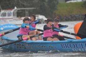 OARS IN: The Broulee Capitals complete its first lap of the second leg and turns the marker on Moruya River on January 4. 