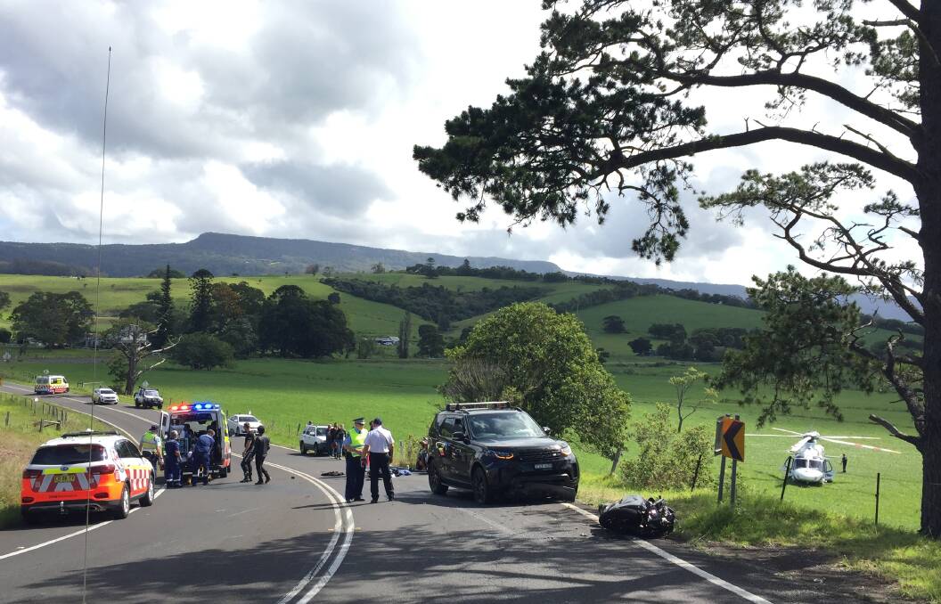 Young motorbike rider critical after falling under wheels of a 4WD near Jamberoo