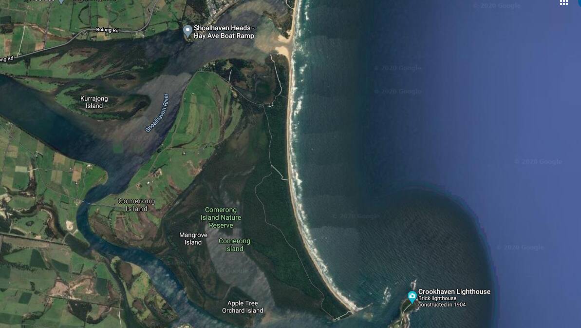 Rescuers have found the man about 300m north of the Greenwell Point rock wall entrance. Picture: Google Maps 