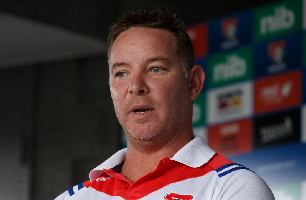 Knights coach Adam O'Brien is not immune to the financial hardship facing the game and is looking for work so that he can remain in Newcastle during the premiership lockdown. Photo: Max Mason-Hubers.