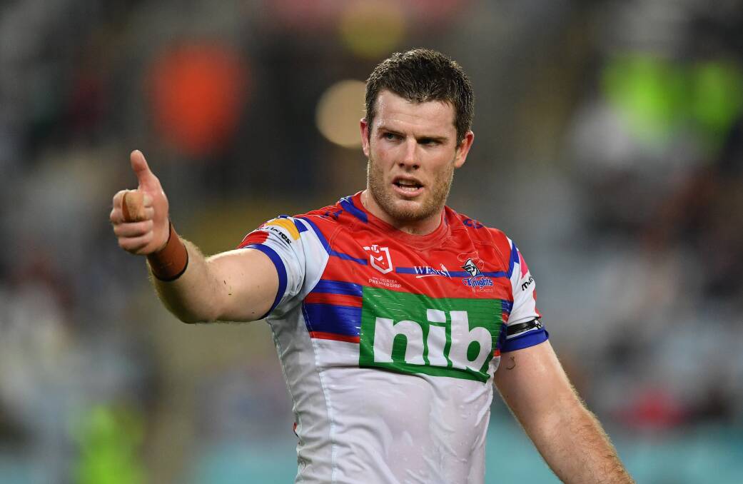 Knights backrower Lachlan Fitzgibbon has overcome a hamstring injury and will start on the left edge against the Brisbane Broncos on Thursday night in Gosford. Photo: NRL Photos.