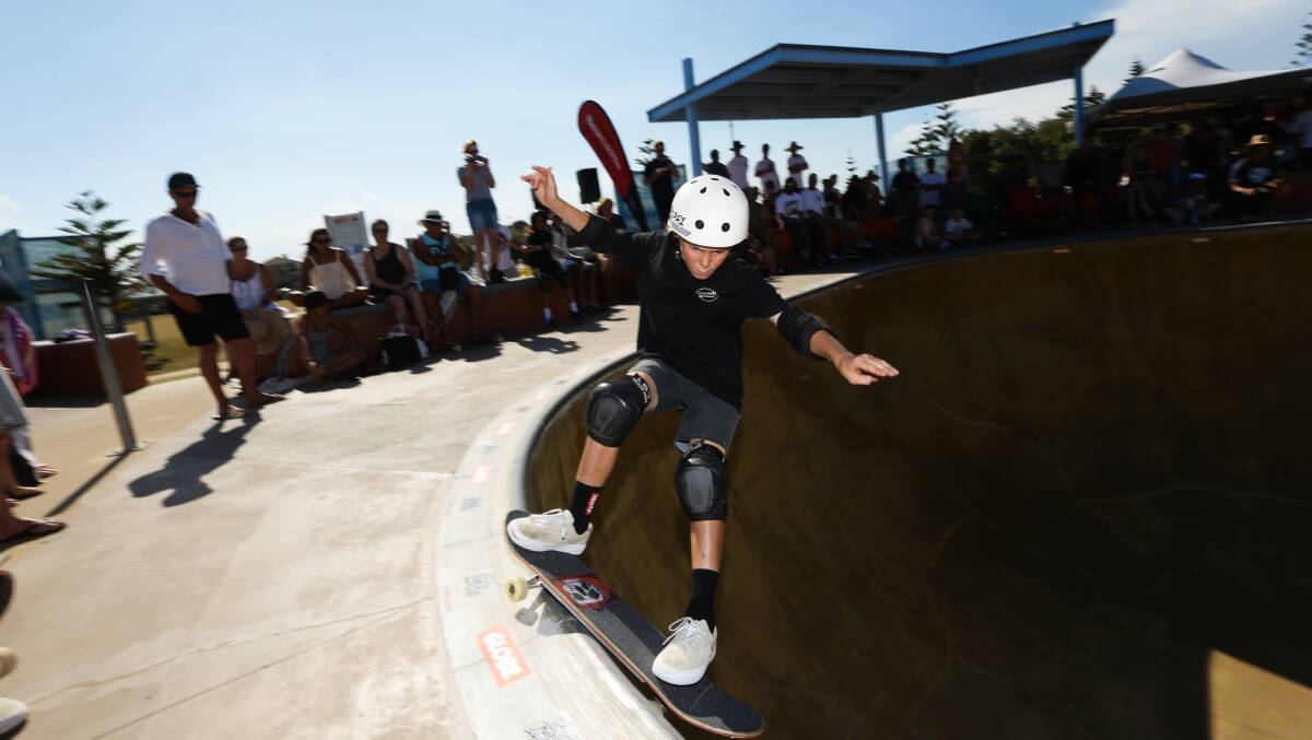 Flying high: Illawarra Academy of Sport athlete of the year Kieran Woolley competing at the King of Concrete skate competition. Picture: Jonathan Carroll.
