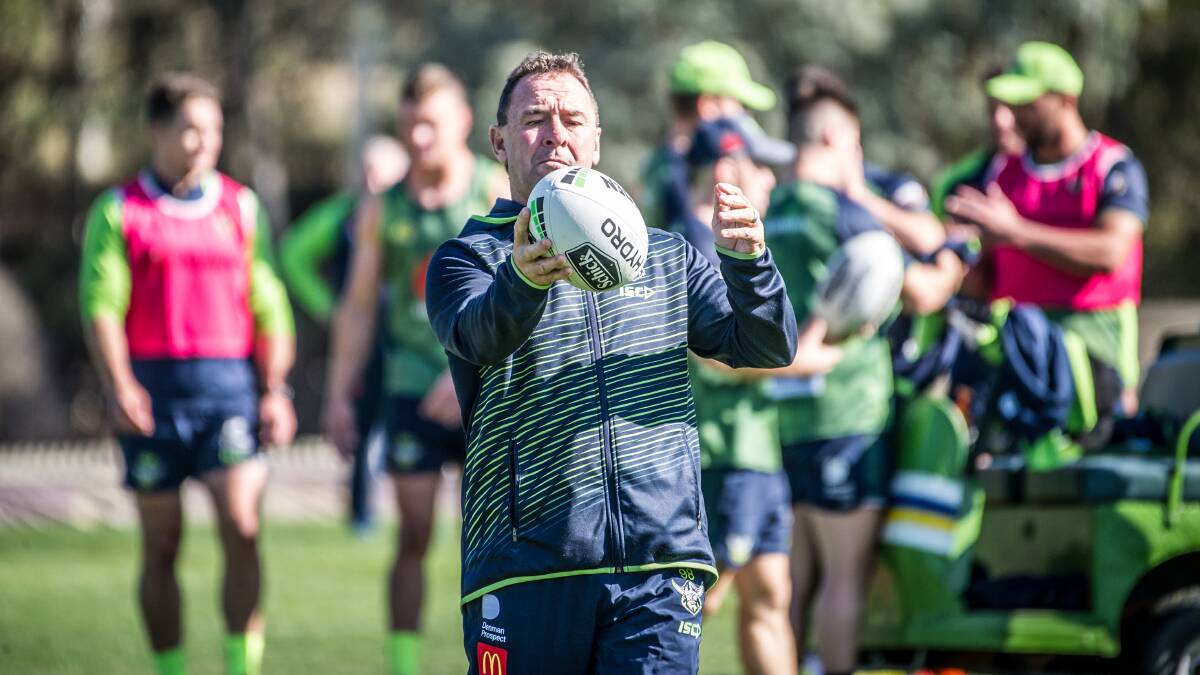 Ricky Stuart is already planning the Canberra Raiders' relaunch on May 28. Pihoto: Karleen Minney
