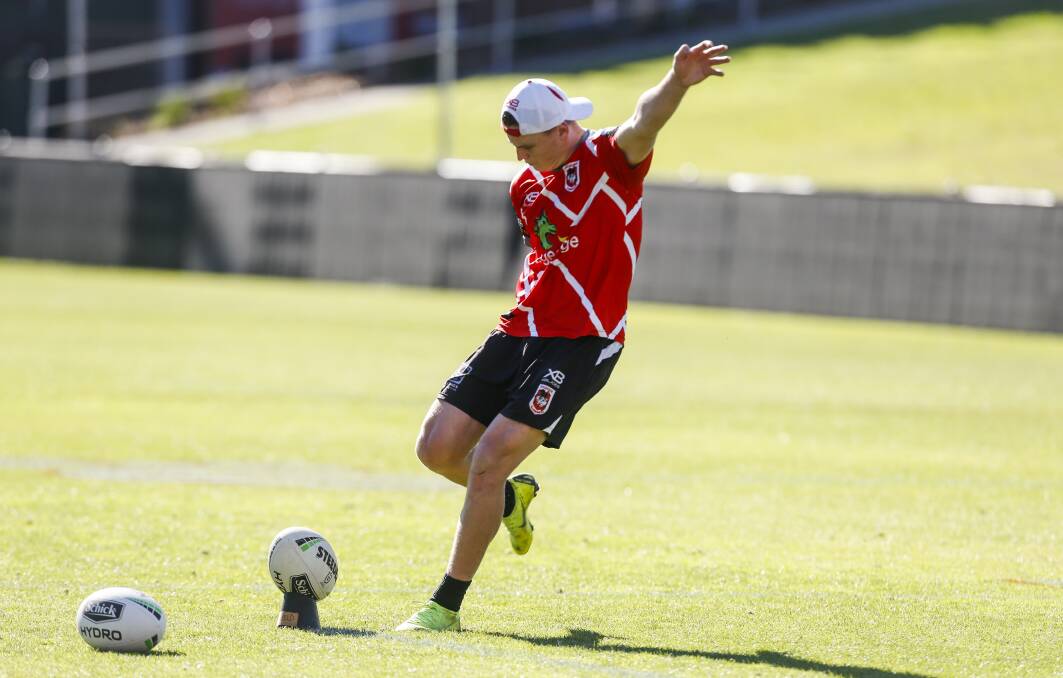 Shellharbour product Jai FIeld trains with the Dragons. Photo: Anna Warr.