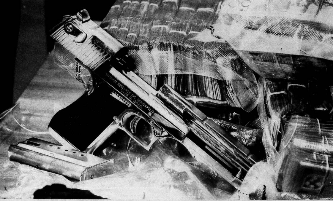 The 'golden gun' that gave the syndicate its name, as pictured in a 2007 Mercury article. Picture courtesy of Wollongong Library.