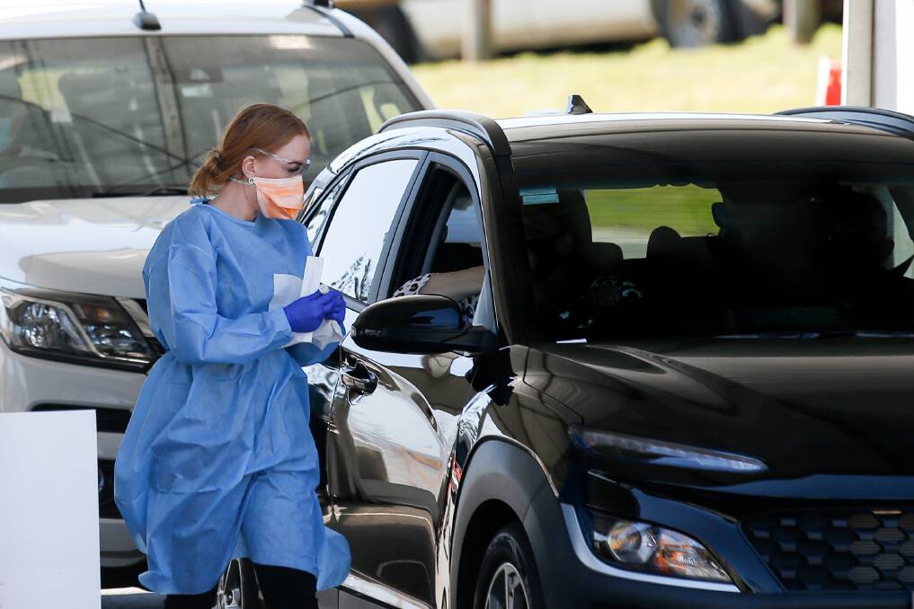 MORE CASES: Testing continues at the Port Kembla drive-through screening clinic. Picture: Anna Warr