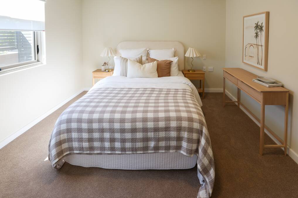 The main bedroom of one of the Warrigal Shell Cove apartments. Picture by Adam McLean