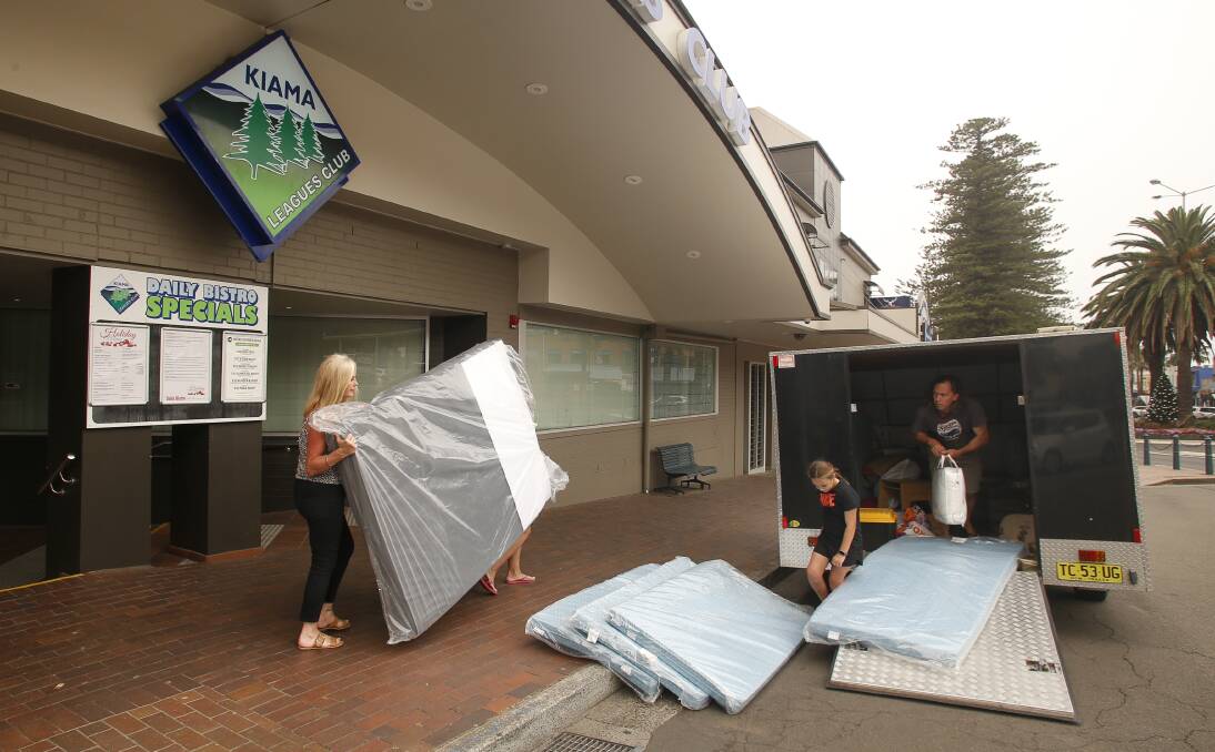 Coastal Glamping brought mattresses to Kiama Leagues Club to give people a bit more comfort.