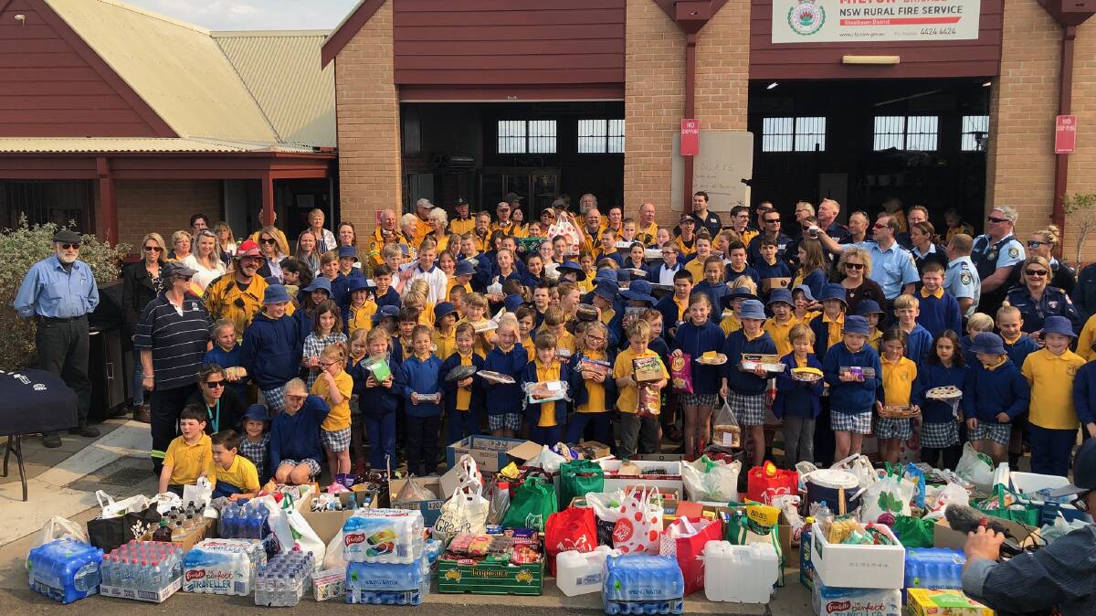 Milton Public School students dropped off food, water and gifts for the firefighters, and those affected by the fire. Picture: Emily Barton. 