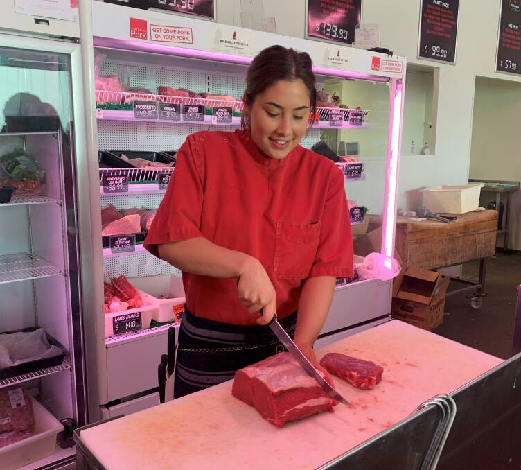 CUT ABOVE: TAFE Wollongong graduate and Oxley Butchery Bowral apprentice Elizabeth DAnastasi says she loves being a butcher, despite occasionally getting some curious looks from customers.