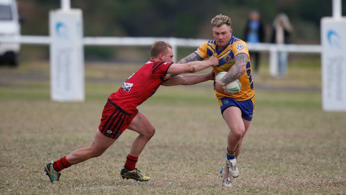 POWERFUL: Warilla centre Kye Deane shakes off the Kiama tackler duing sunday's clash at Kiama Showground. Picture: Anna Warr