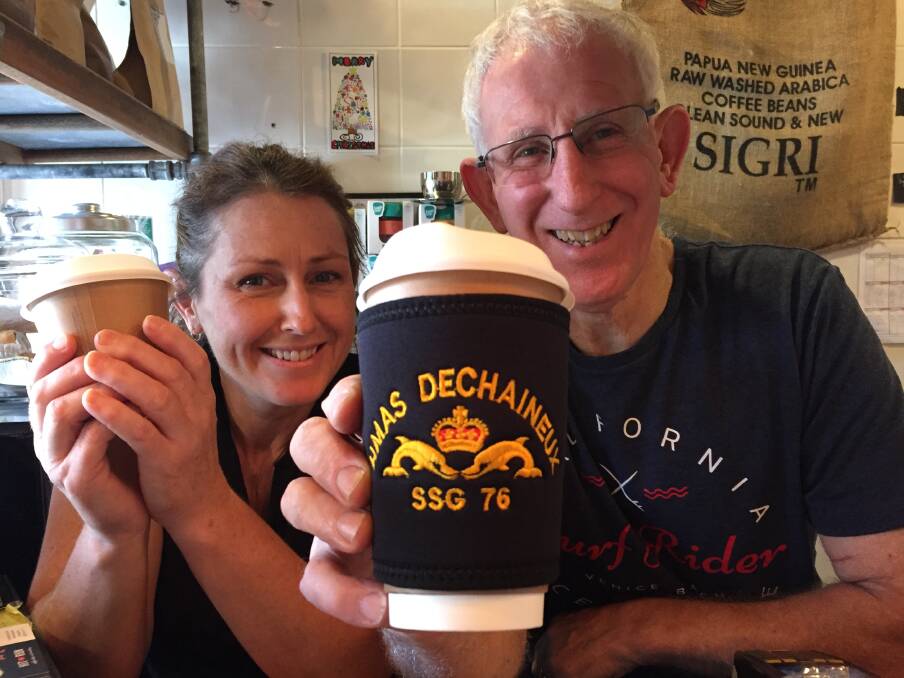 DEPTH CHARGE: Peta Evans and Steven Fisher at Hit 'N' Run were pleased to learn their coffee helps keep Australian subs on the move.