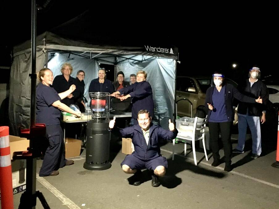 The Southern NSW Local Health District praised staff on the frontline at the Hanging Rock COVID-19 Testing Clinic at Batemans Bay. Image: SNSWLHD