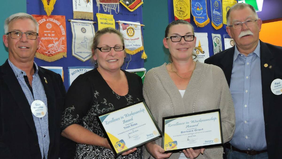 ACKNOWLEDGED: Guy Mainsbridge, Rotary Director, Trish Rosa from Berry Vet Clinic, Barbara Grant from Berry IGA and Paul Andersen, president Rotary Club of Berry.