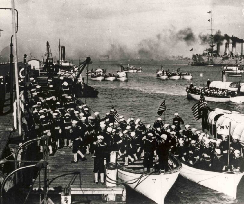 WELCOMED: The Great White Fleet arrived in Australia in August 1908. The sailors visited Nowra on Tuesday, August 25 1908 for two-and-a-half hours. Photo: navy.gov.au