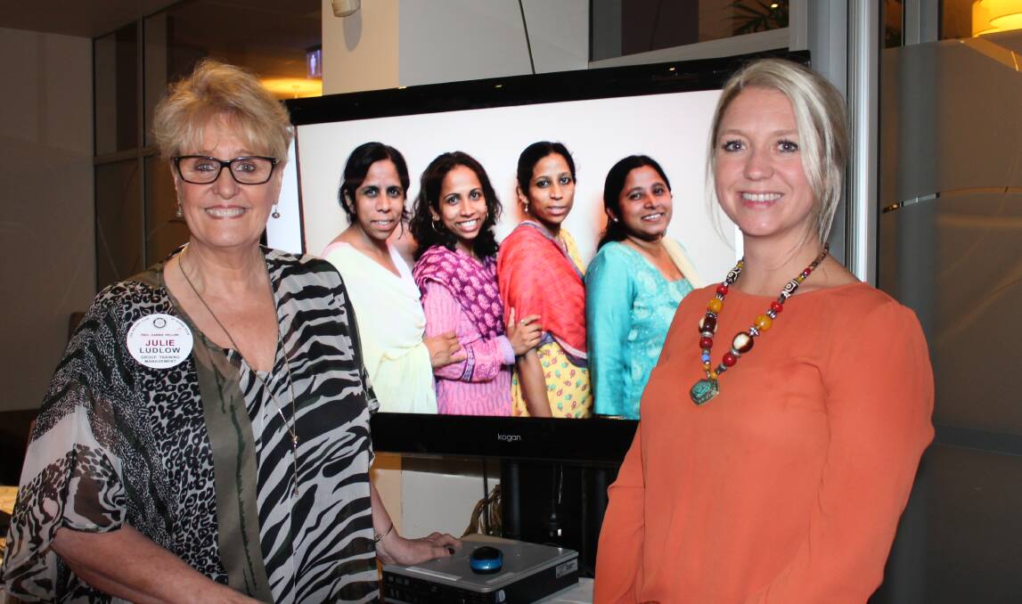 SUPPORT NEEDED: Rotary Nowra's Julie Ludlow and Alicia Isles with the four sisters who run the Nepalese school.
