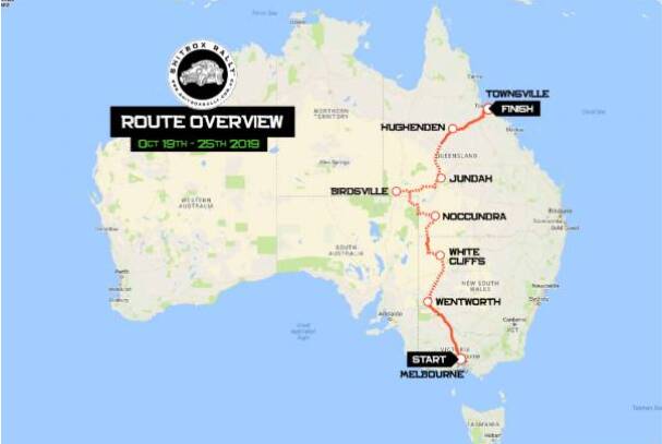 BUCKLE UP: The route the pair will be taking in their shitbox. Photo: shitboxrally.com.au 