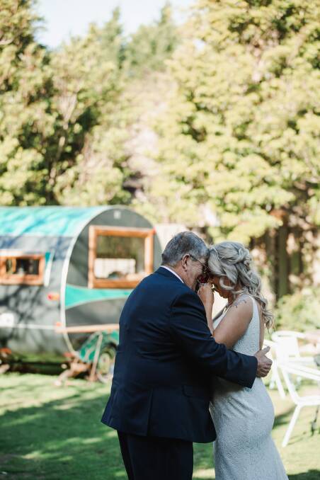 SPECIAL: Lisa's foster father David Horneman walked her down the aisle and calmed her nerves before the big moment. Photo: Samuel White Photography. 