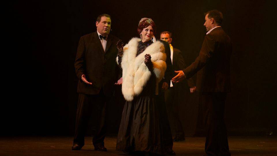 The late Christa Leahman on stage in Nowra in 2015. Her genuine mink stole is up for auction. Photo contributed.