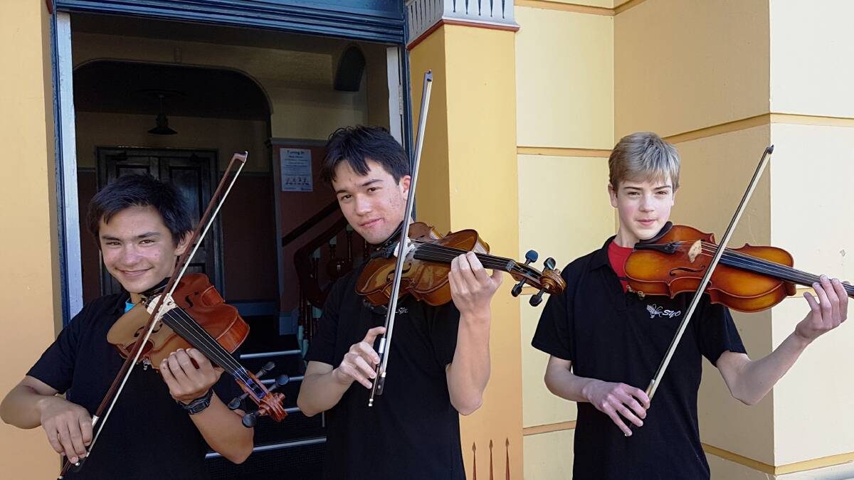 FESTIVE SHOW: The Three Violists, Quinn Lew, Jeremy Lindsay and Luke Bowen and ready to impress this weekend. Photo: contributed. 
