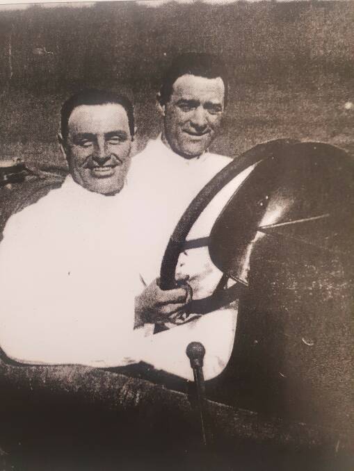 FEARLESS: Hope Bartlett (left) in action during his lengthy career in motor racing. Photo: Shoalhaven Historical Society. 