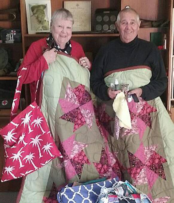 GENEROUS: Gillian and John Avery travelled to Victoria to donate the quilts Gillian made for veterans in need. Photo: supplied. 