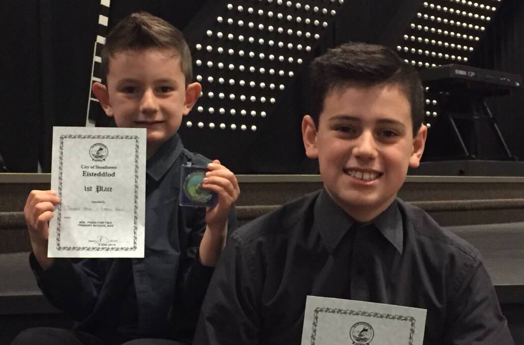 Brothers Jayden and Logan Holt, winners of Section 609 Poem for two. Photo: supplied. 