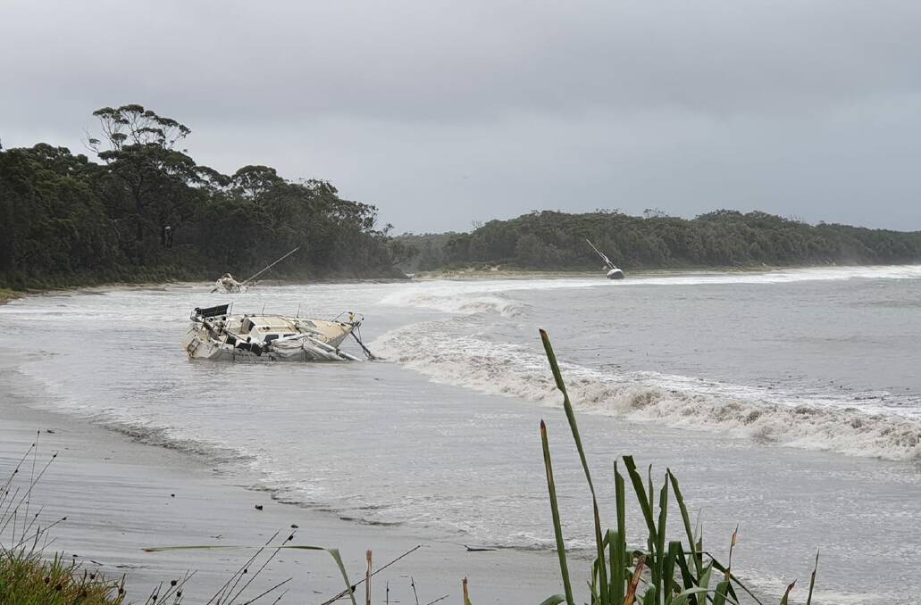 PIC OF THE DAY: Some catamarans in Callala Bay didn't survive the storms this week. Photo by Paul Diaz. Submit entries to editor.scregister@fairfaxmedia.com.au 