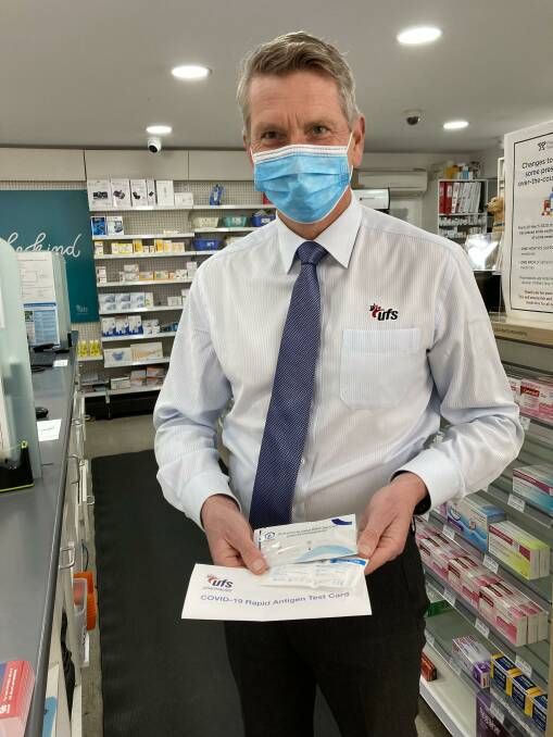 HOME TEST: UFS chief pharmacist manager Peter Fell with one of the rapid antigen test kits that can be used for COVID screening at home. Picture: supplied