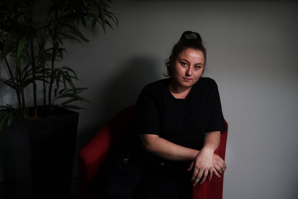 DIFFICULT TIMES: Kayla Johnson, 21, lives in community housing in Wollongong. She recently had her work hours cut drastically due to the pandemic. Picture: Sylvia Liber