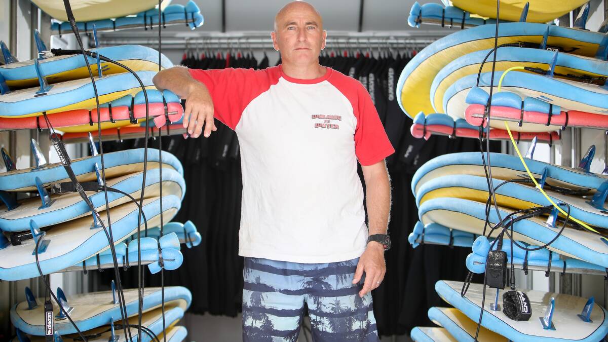 Simon expects 800 clients for his surf school each summer. This season, he's had four