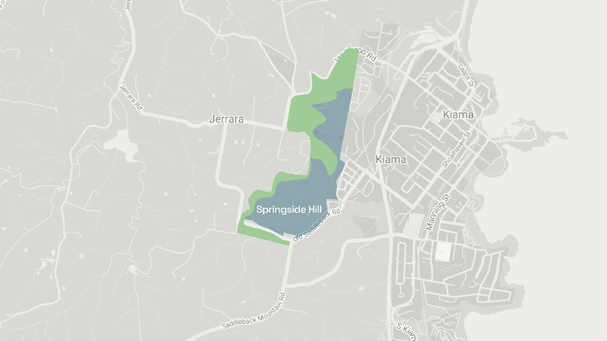 A map showing the location of the Springside Hill development proposed for west Kiama.