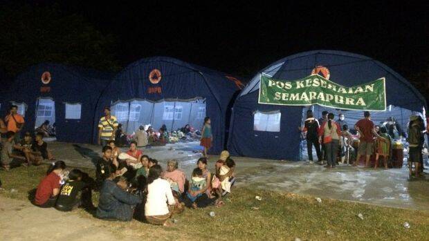 A temporary shelter for villagers who have evacuated. Photo: AP
