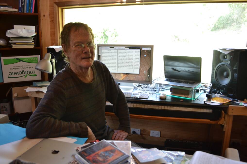 CREATIVE SPARK: Composer Martin Wesley-Smith, AM, in his studio in Kangaroo Valley. 