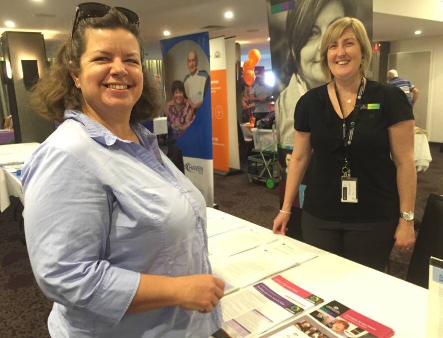 Nerida Goulden chats with Michelle King at the Ageing and Disability Lifestyle Expo held at the Bomaderry Bowling Club on Tuesday.
