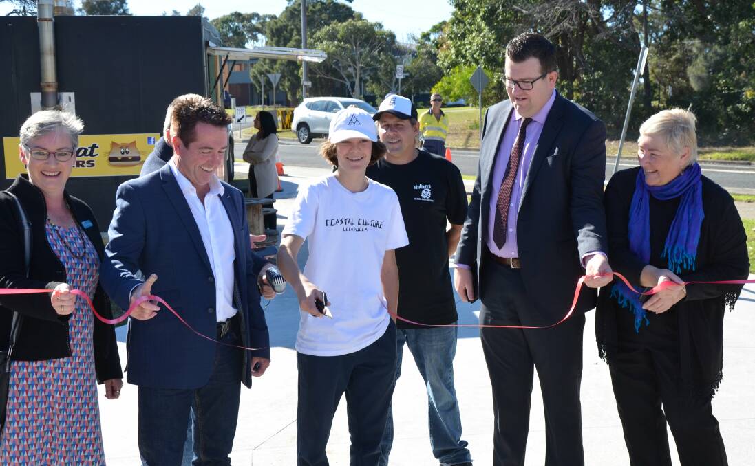 RAD: Luke Bennett from the Culburra Beach Youth Action Groups cuts the ribbon to officially open the Culburra Beach Recreational Skate Park.
