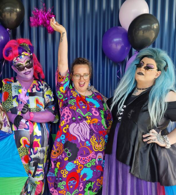 Connie Bthory (Michael Emmett), Brodie Gray and Lucy Furr (Luka Skye) are ready for Saturday's Mardi Gras parade.