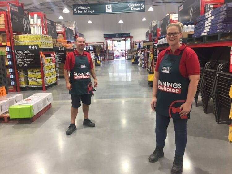 WELCOME: Complex manager Richard Jenkins and operations manager Sarah Agland in the new Bunnings building, due to open soon.