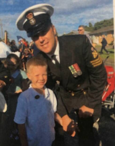 Decaln got to march with his dad Andrew for the first time last year.