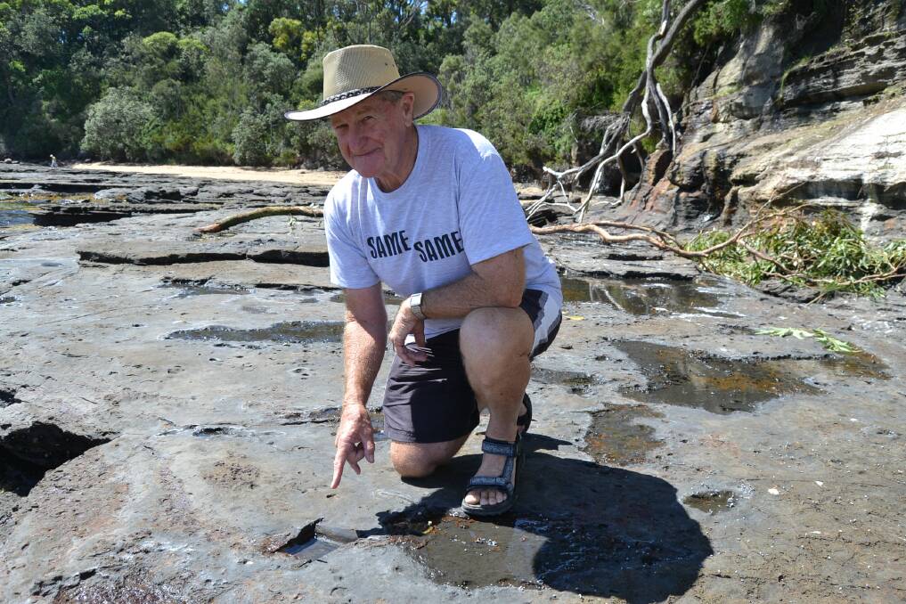 Volunteer guide for Gondwana Fossil Walks, John King, on the trail.