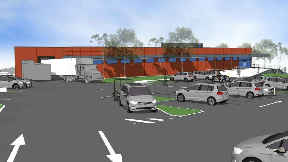 BUSY: An artist's impression of the proposed Aldi store in Bomaderry. Truck loading and unloading would occur 24 hours a day, seven days a week.