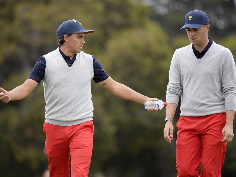 Team USA's Rickie Fowler (L) and Justin Thomas (R) have had a stunning Presidents Cup golf collapse.