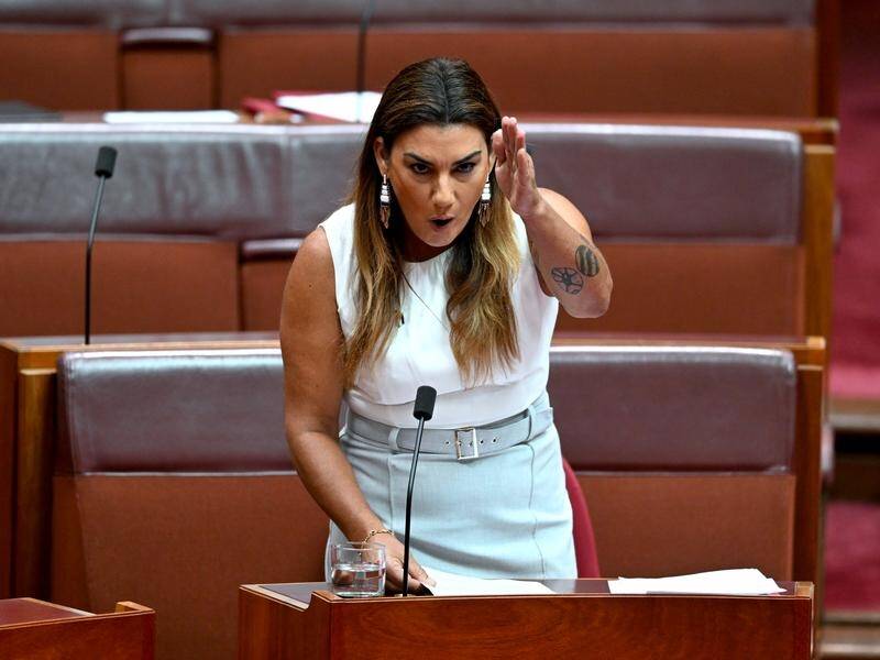 The Senate moved to end early after independent Lidia Thorpe yelled her speech over a Labor senator. (Lukas Coch/AAP PHOTOS)
