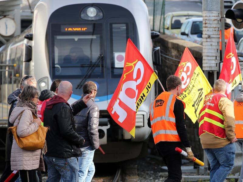 Rail union members are digging in for a protracted strike over French government pension reforms.