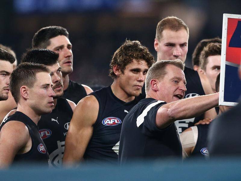 Blues coach Michael Voss says his players showed signs of positive form despite their latest loss. (Rob Prezioso/AAP PHOTOS)