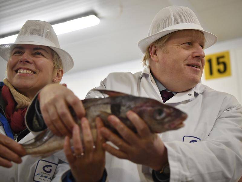 Britain's PM Boris Johnson has been trying to net undecided voters at Grimsby's famous fish market.