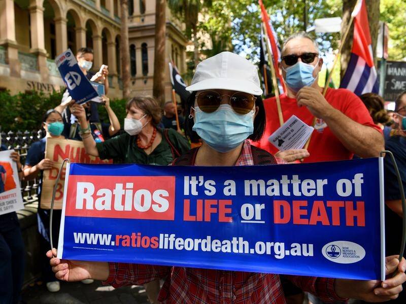 Nurses in NSW want a ratio of one nurse to every four patients on every shift and a pay rise.