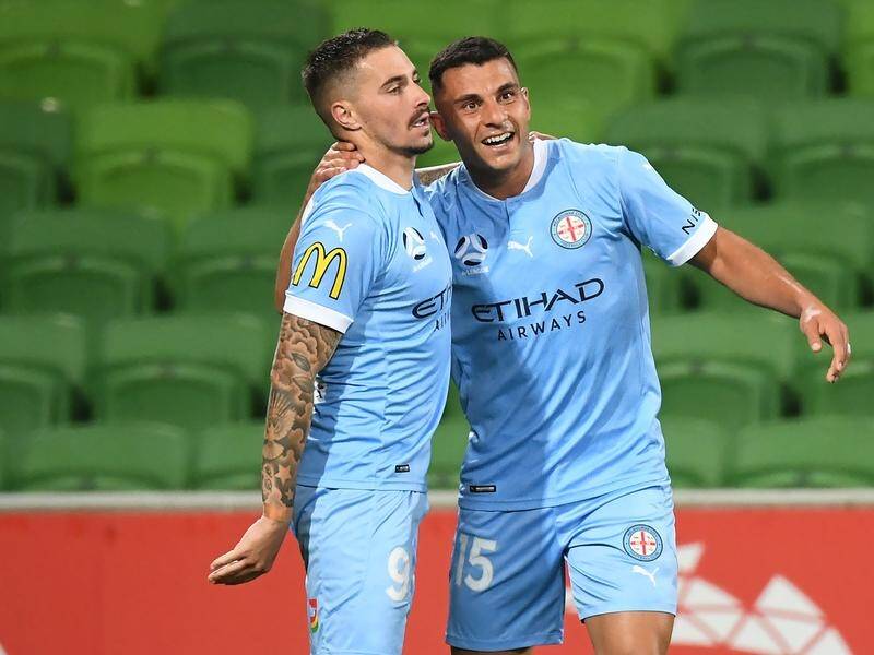 Sydney FC are ready for potent Mebourne City attack led by Jamie Maclaren (l) and Andrew Nabbout.