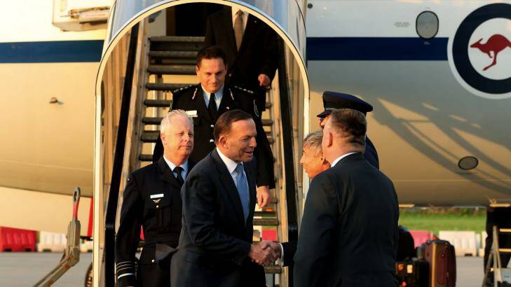 Prime Minister Tony Abbott arrives in The Netherlands. Photo: Kate Geraghty